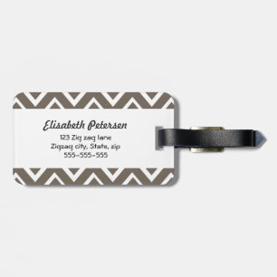 Étiquette À Bagage Motif lunatique gris Brown de chevron de zigzag