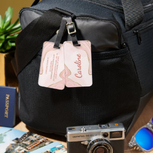 Étiquette À Bagage Motif marbré rose rose rose rose pâle personnalisé