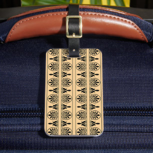Étiquette À Bagage Motif méditerranéen grec Arabesque Brown