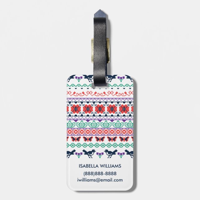Étiquette À Bagage Motif mexicain de Frida Kahlo | (Dos Vertical)