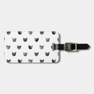 Étiquette À Bagage Motif mignon chic noir et blanc de chat
