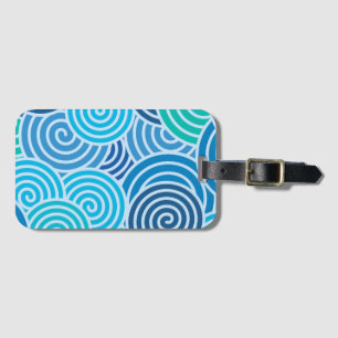 Étiquette À Bagage Motif moderne à spirale bleue