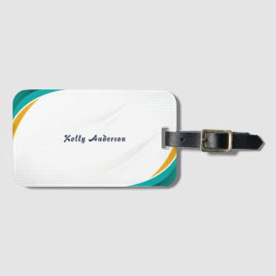 Étiquette À Bagage Motif Moderne Vert et Jaune avec Signature Personn