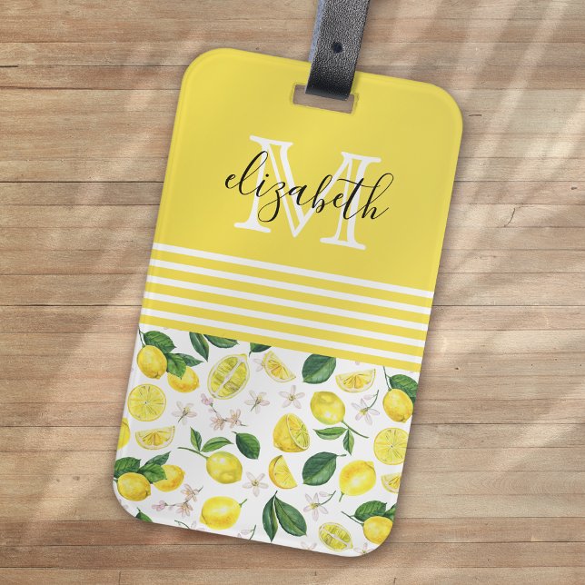 Étiquette À Bagage Motif Monogram Lemon Citrus (Créateur téléchargé)