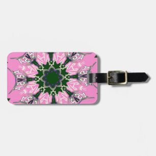 Étiquette À Bagage Motif Motif Monogramme noir et rose joli