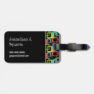 Étiquette À Bagage Motif multicouleur géométrique rétro personnalisé