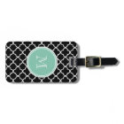Motif noir de Quatrefoil, monogramme vert en bon
