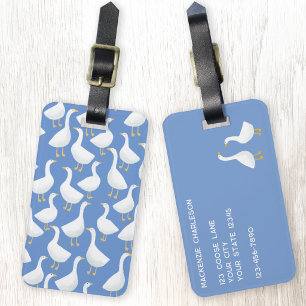 Étiquette À Bagage Motif Oiseau Oie Bleu