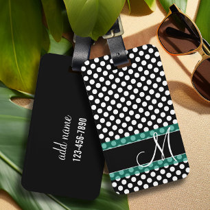 Étiquette À Bagage Motif Poka Dot avec Monogramme