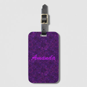 Étiquette À Bagage Motif pourpre, confetti violet