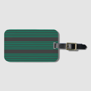 Étiquette À Bagage Motif rayé de la forêt verte et du charbon de bois