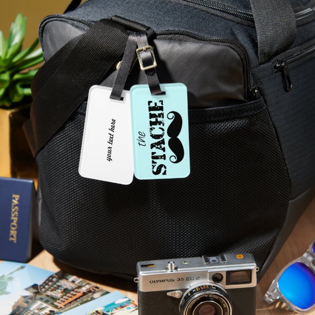 Étiquette À Bagage Motif rétro Mustache Hipster (Recto & Verso)