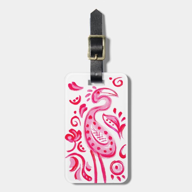Étiquette À Bagage Motif rose génial de Flamigo Paisley (Devant Vertical)
