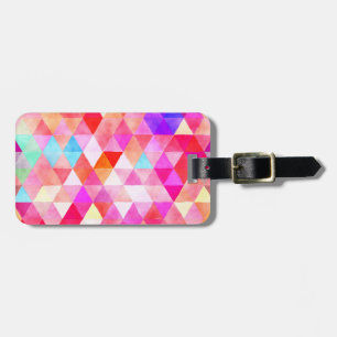 Étiquette À Bagage Motif rose multicolore de triangle d'aquarelle