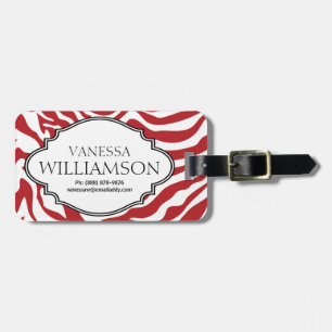 Étiquette À Bagage Motif ROUGE audacieux de rayure de zèbre