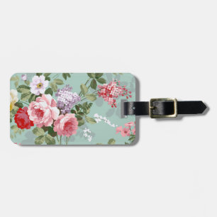 Étiquette À Bagage Motif rouge-rose élégant vintage de roses