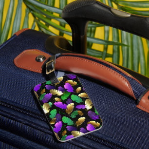 Étiquette À Bagage Motif sans couture avec des plumes de Mardi Gras