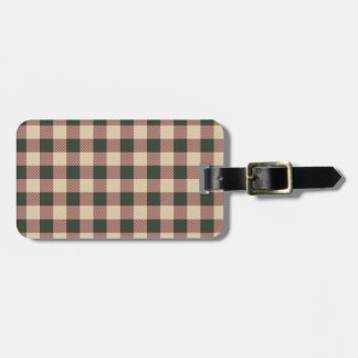 Étiquette À Bagage Motif tartan traditionnel vert rouge et beige