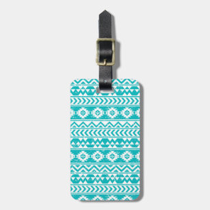Étiquette À Bagage Motif tribal aztèque grunge turquoise