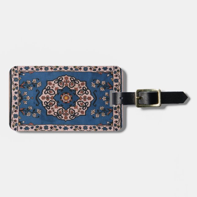Étiquette À Bagage Motif turc oriental bleu perse (Devant horizontal)