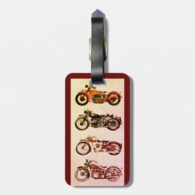 ÉTIQUETTE À BAGAGE MOTOCYCLES VINTAGES CLASSIQUES (Dos Vertical)