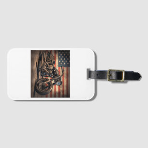 Étiquette À Bagage Motorcycle USA Drapeau Retro Biker