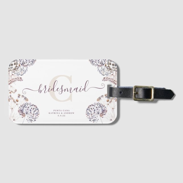 Étiquette À Bagage Mots clés des bagages Boho Bridesmaid (Devant Horizontal)
