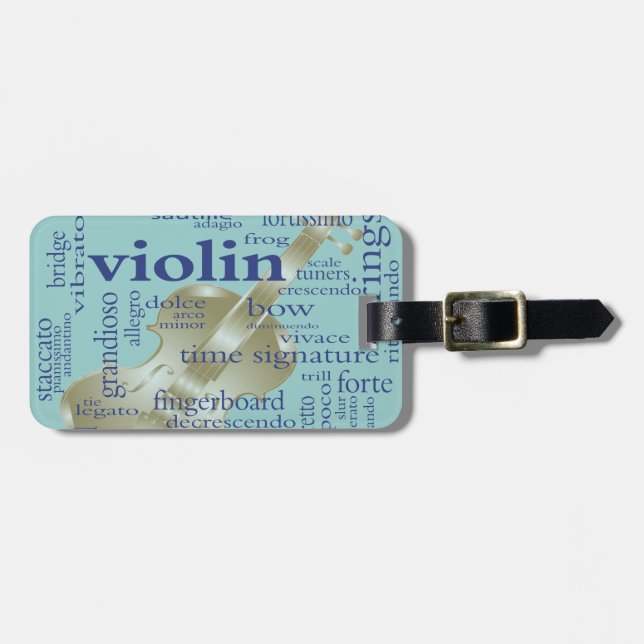 Étiquette À Bagage Mots de violon (Devant horizontal)