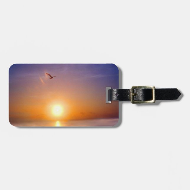 Étiquette À Bagage Mouette faite sur commande de coucher du soleil (Devant horizontal)