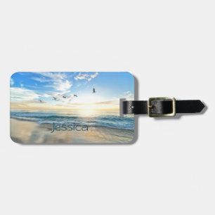 Étiquette À Bagage Mouettes de plage du matin