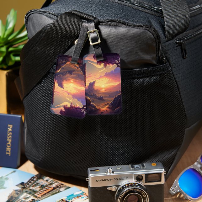 Étiquette À Bagage Mountain Photo Sunset Nature Accessoires de voyage (Recto & Verso)
