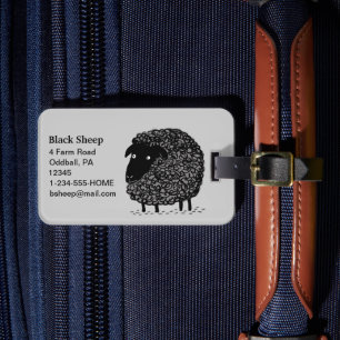 Étiquette À Bagage Mouton noir avec texte personnalisable