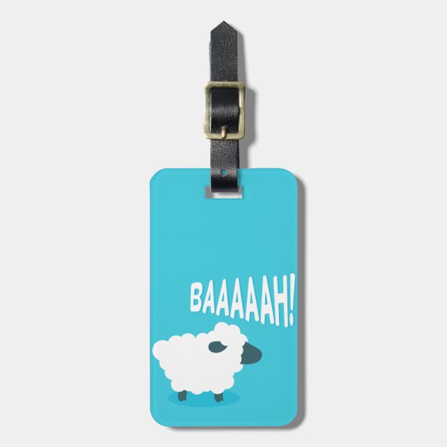 Étiquette À Bagage Moutons bêlants de bande dessinée bleue drôle (Devant Vertical)