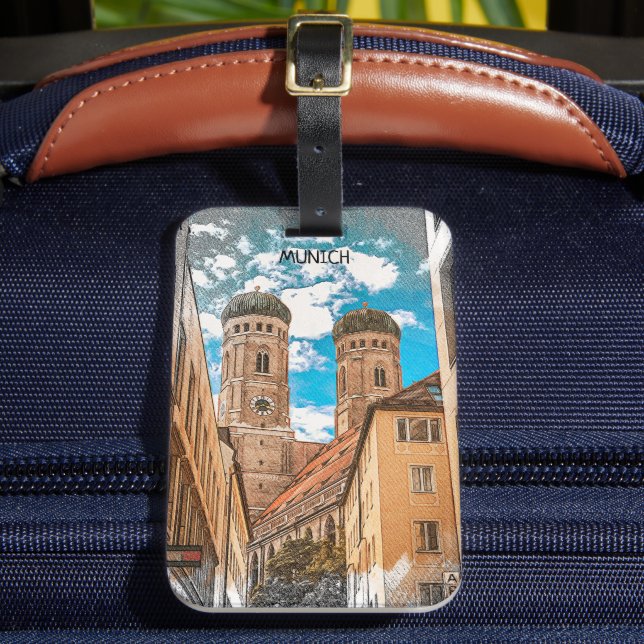 Étiquette À Bagage Munich coloré Allemagne Frauenkirche (Insitu Rectoal 2)