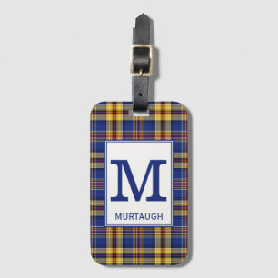 Étiquette À Bagage Murtaugh Tartan Royal Blue et Gold Plaid Motif