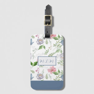 Étiquette À Bagage Music Lover Blue Pink Elegant Floral Watercolor