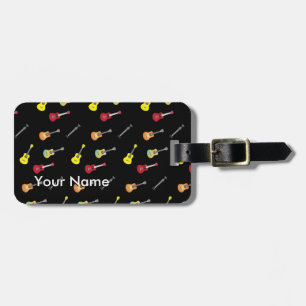 Étiquette À Bagage Musical nommé fait sur commande de motif d'ukulélé