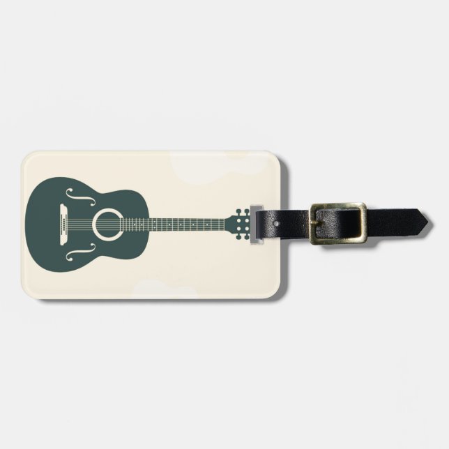 Étiquette À Bagage Musique acoustique de guitare rétro (Devant horizontal)