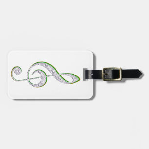 Étiquette À Bagage MUSIQUE Émeraude et diamant Clé Treble