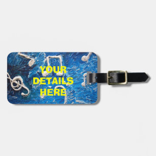 Étiquette À Bagage Musique en Bleu tag personnalisable
