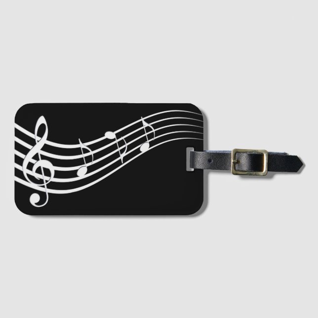 Étiquette À Bagage musique noire et blanche mélodie (Devant Horizontal)