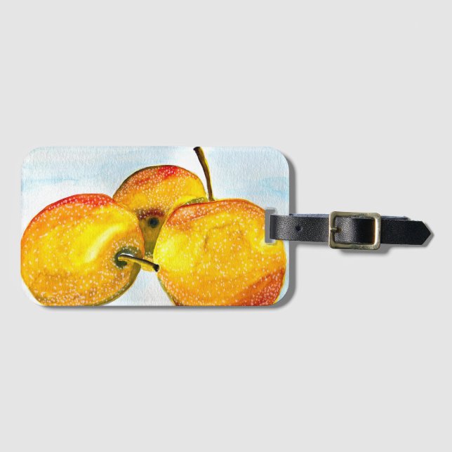 Étiquette À Bagage Nashi poire aquarelle fruit art (Devant Horizontal)