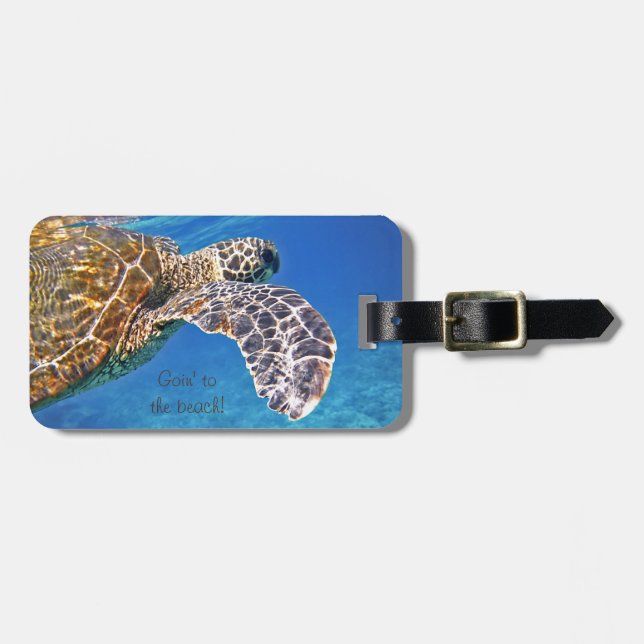 Étiquette À Bagage Natation hawaïenne de tortue de mer (Devant horizontal)
