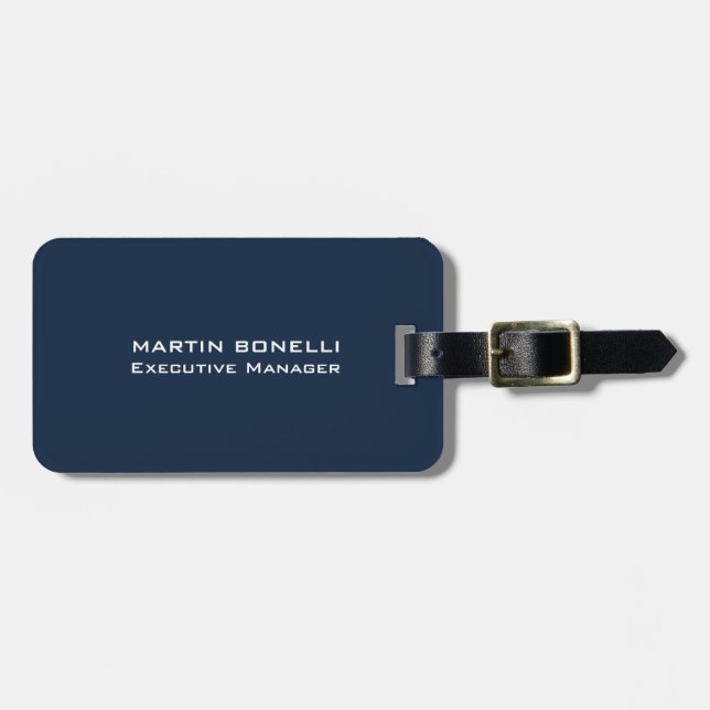 Étiquette À Bagage Navy Blue Special Unique Moderne Directeur Exécuti (Devant horizontal)