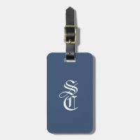 Navy Élégant Monogramme Gothique Nom Typo Médiéval