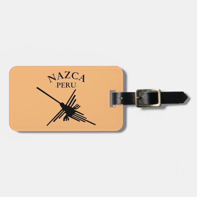 Étiquette À Bagage Nazca Pérou Colibri Avec Texte Courbé (Devant horizontal)