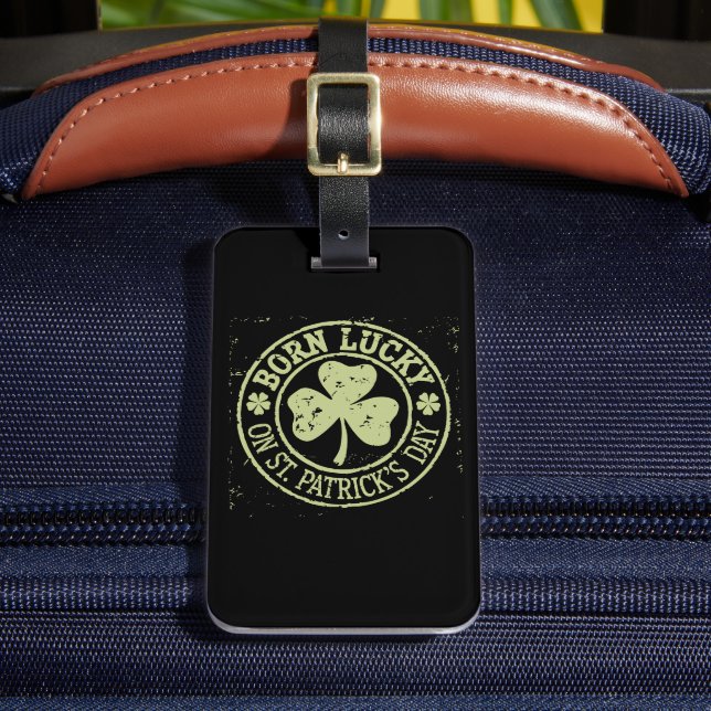 Étiquette À Bagage Né Lucky sur St Patrick's Day Irlandais Anniversai (Insitu Rectoal 2)