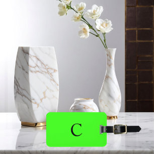 Étiquette À Bagage Neon Green Monogram Cadeau initial Nom personnalis
