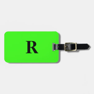 Étiquette À Bagage Neon Green Monogramme Nom Mariage personnalisé Cad
