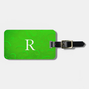 Étiquette À Bagage Neon Green Water Dégage Les Initiales Abstraites D